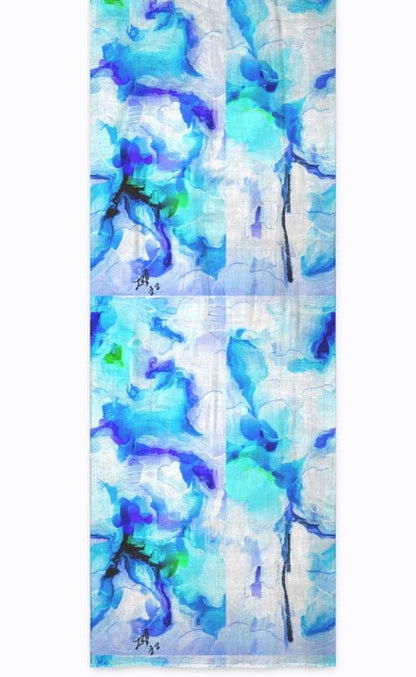 "Orchids Turquoise" Beechwood Scarf