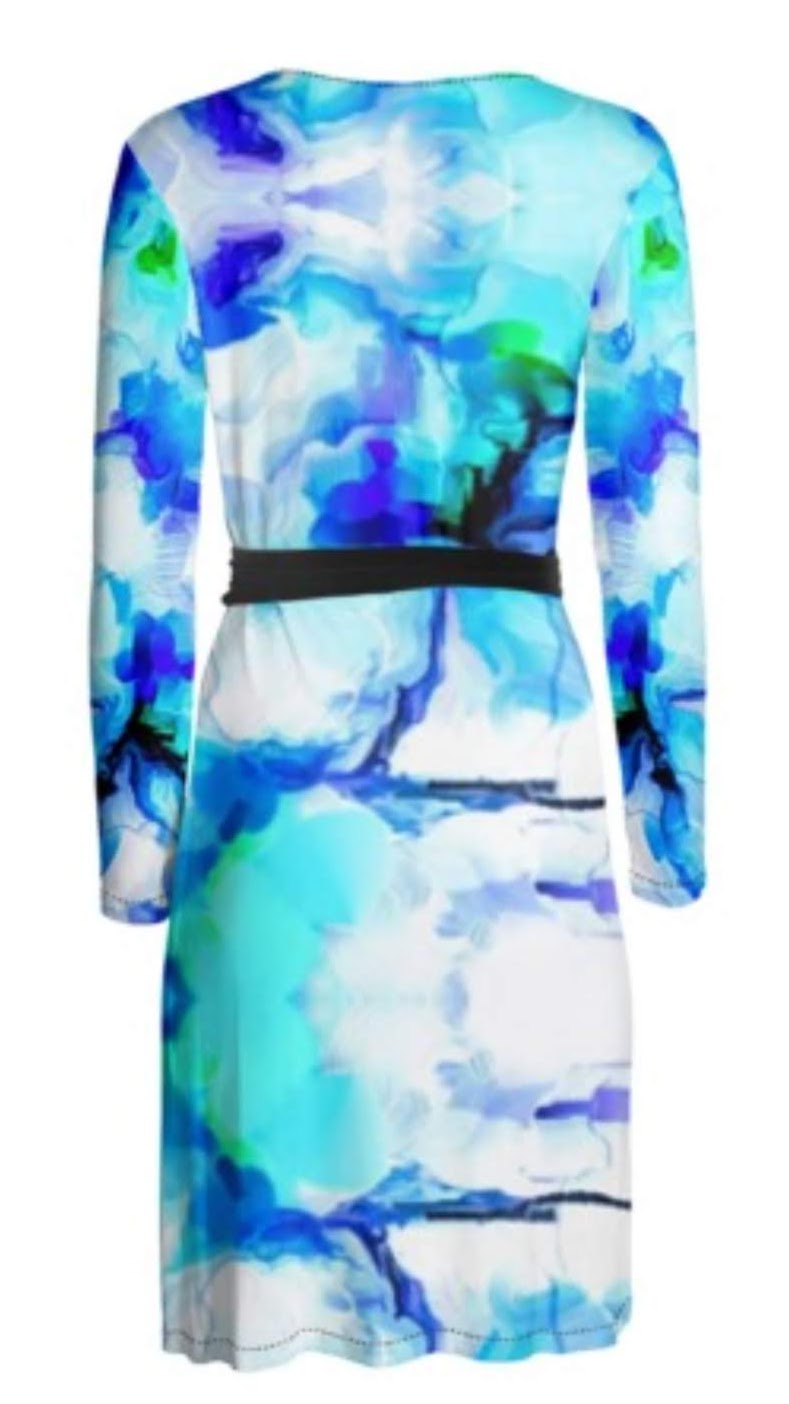 "Orchids Turquoise" Lady B Wrap Dress
