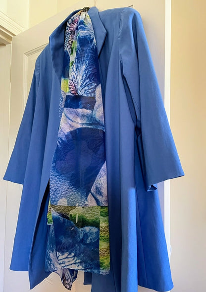 "Blue Iris" Chiffon Scarf/ Sarong
