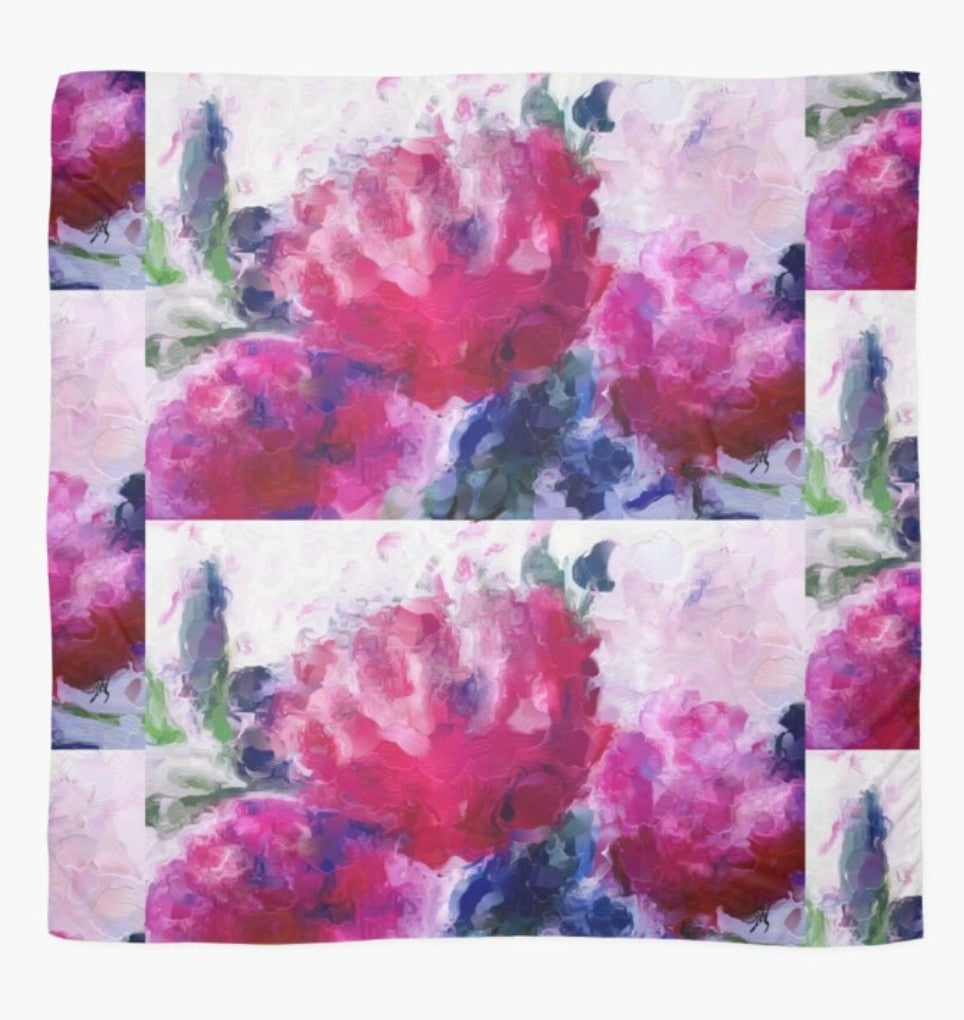 "Poppies Pink" Chiffon Scarf/Sarong