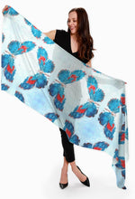 "Butterflies Turquoise" Cashmere Silk Scarf