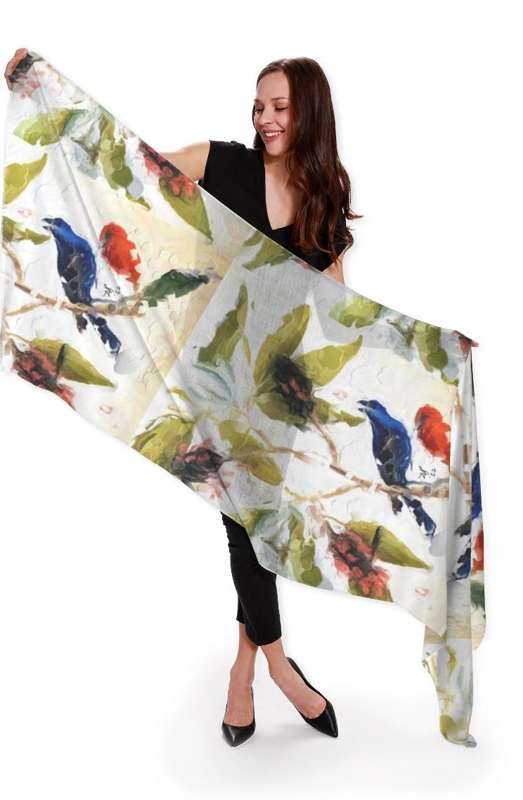 "Songs of Flight" Cashmere Silk Scarf