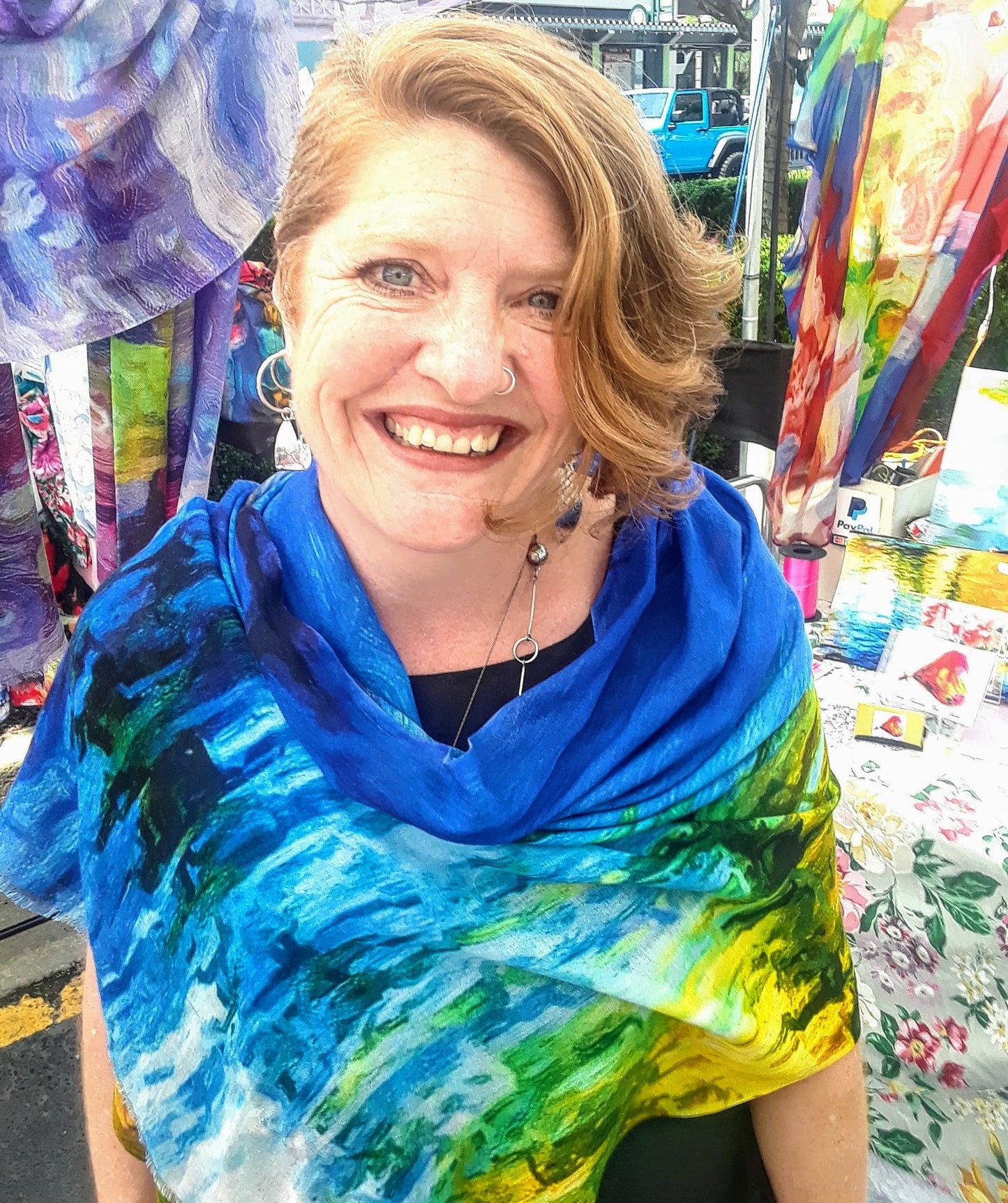 Lady Barbara Pinson Artist Water Water 3 Luxury Cashmere Scarf