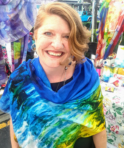 Lady Barbara Pinson Artist Water Water 3 Luxury Cashmere Scarf