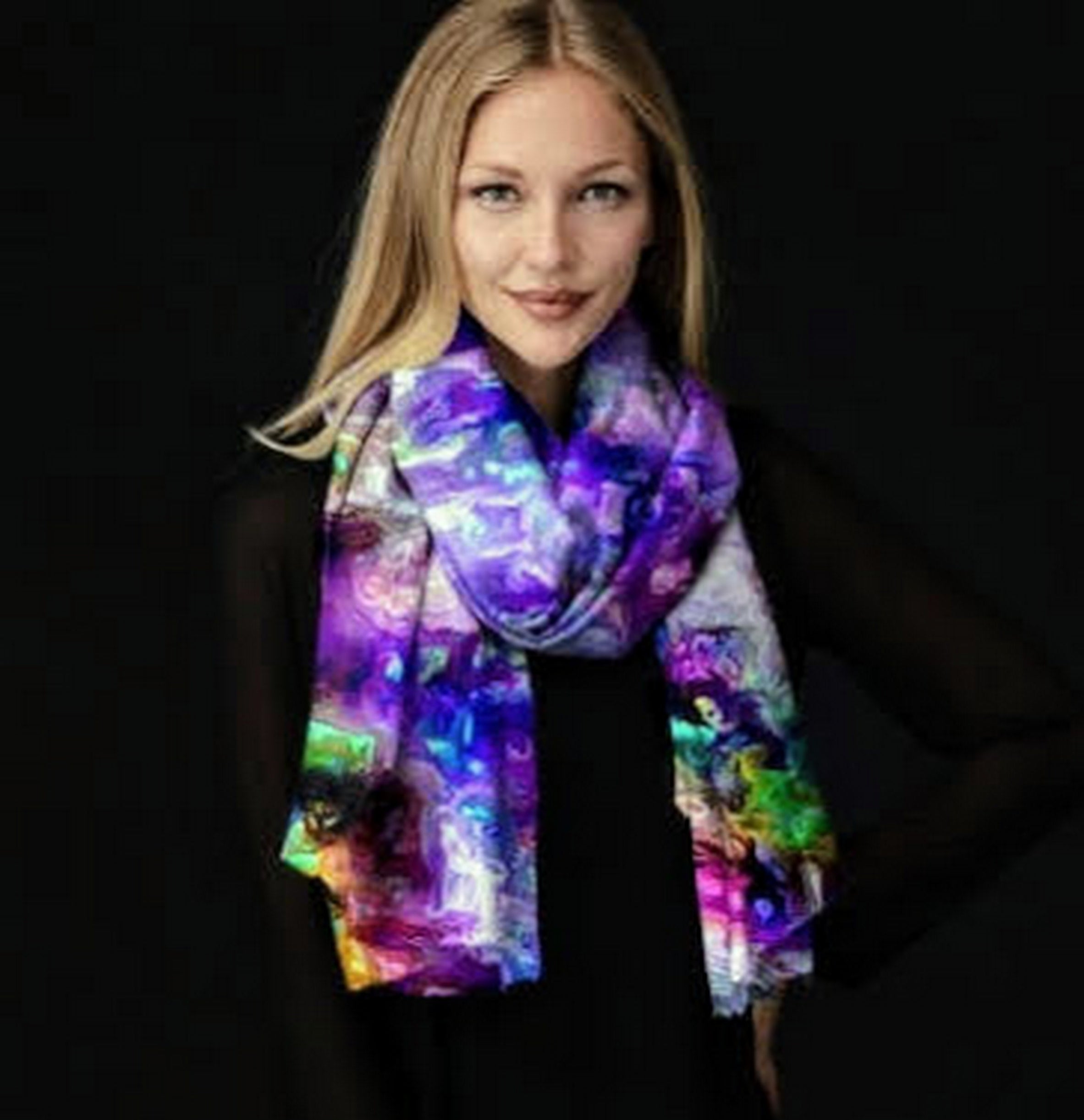 Lady Barbara Pinson Artist Aurora Cashmere Silk Scarf