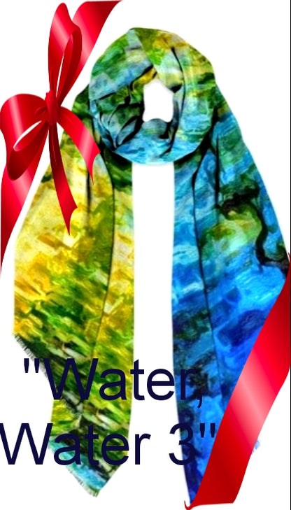 Lady Barbara Pinson Artist Water Water 3 Luxury Cashmere Scarf